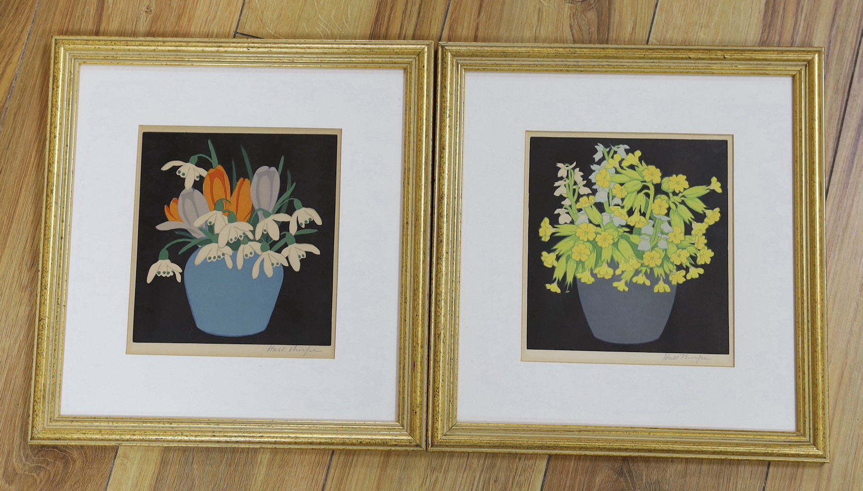 John Hall Thorpe (1874-1947), two woodcuts, Primroses and Snowdrops, signed in pencil, 18 x 16cm